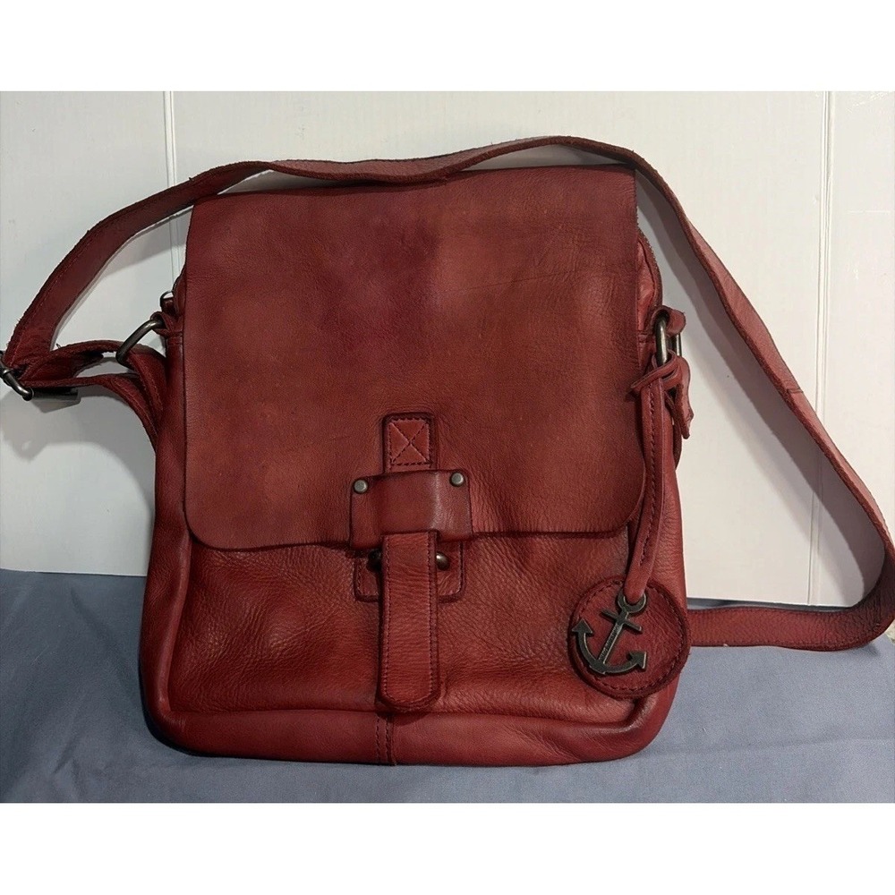 HARBOUR 2nd Dark Magenta Leather Saddle Bag Purse Crossbody Ralph Lauren Vibe